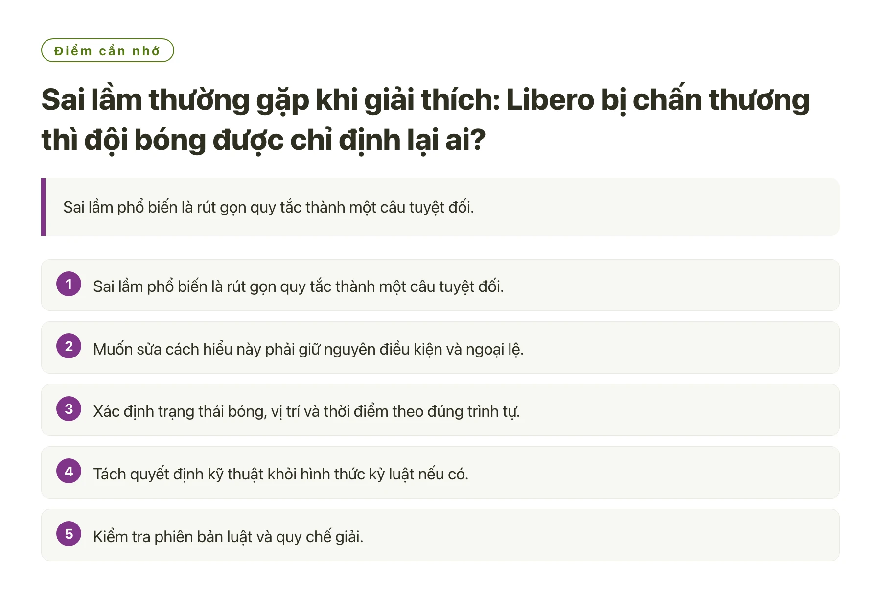 Sai lầm thường gặp khi giải thích: Libero bị chấn thương thì đội bóng được chỉ định lại ai?——全文要点速览